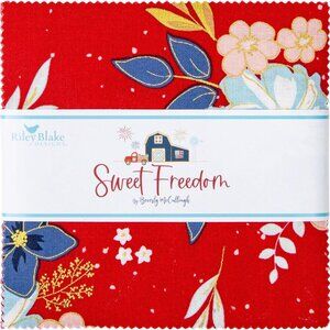 Beverly McCullough Sweet Freedom 42-Piece 5-Inch Cotton Charm Pack with Gold Spa